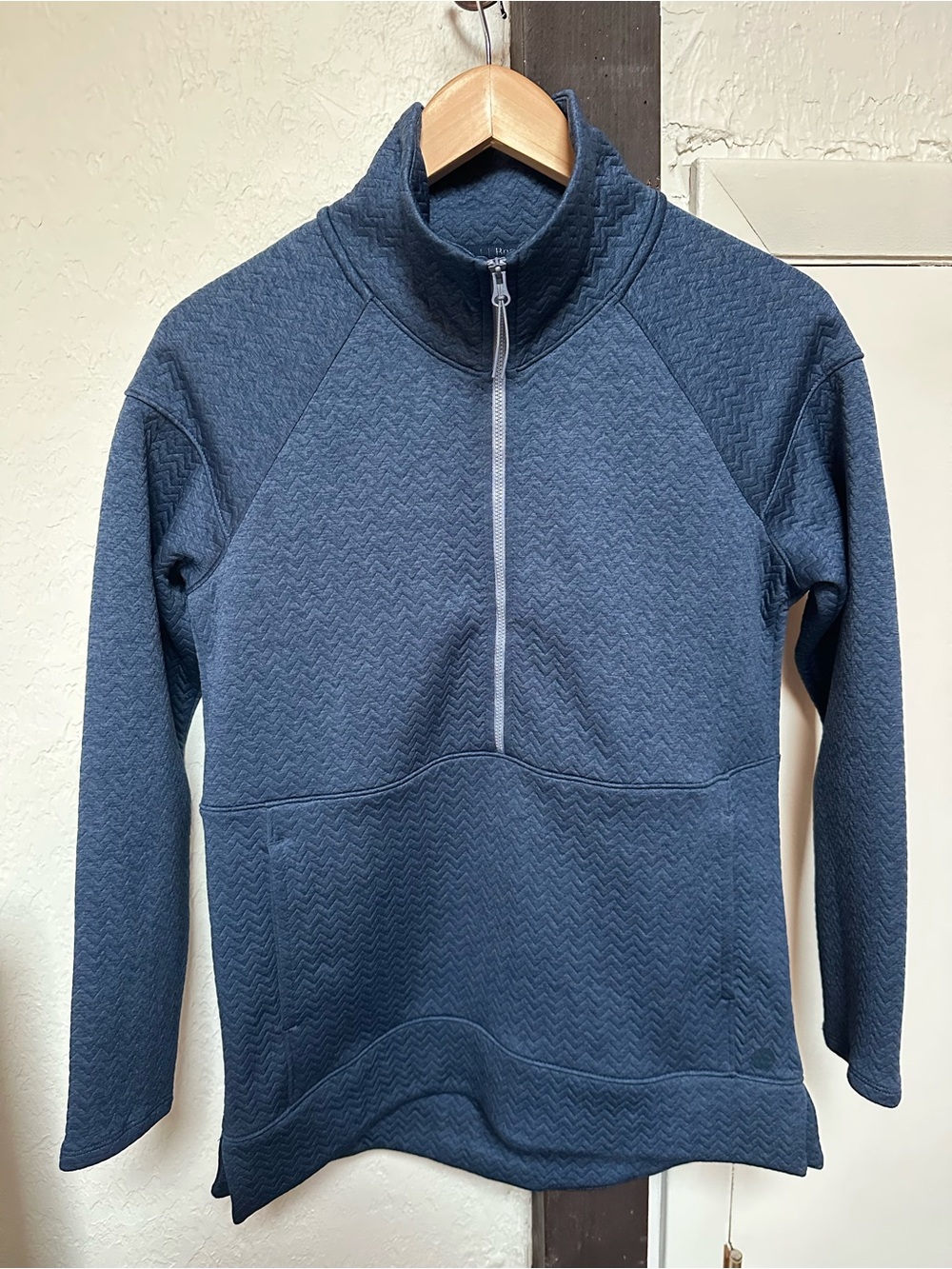 L.L. Bean Women's Dark Blue Half-Zip Textured Pullover